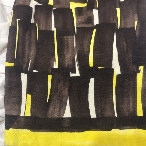 Eccoci brown yellow bold Geometric print Pencil Skirt two fake pockets size 6 - Picture 9 of 9